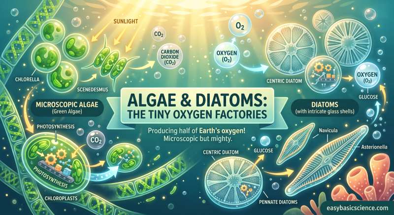 Microscopic algae and diatoms