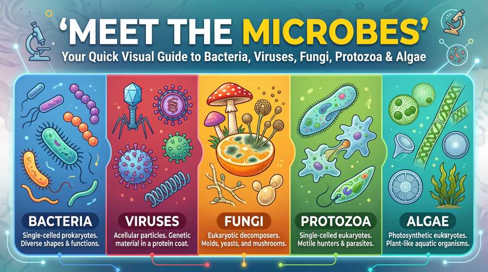 Meet the Microbes Your Quick Visual Guide to Bacteria, Viruses, Fungi, Protozoa & Algae.